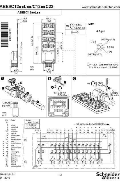 schneider施耐德ABE9C12... IP 67 passive splitter blocks_ Instruction sheet